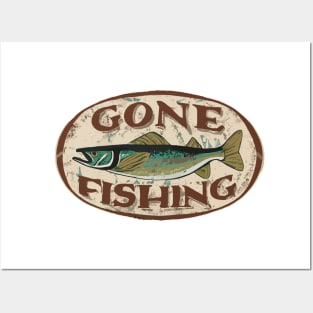 Gone Fishing Distressed Wall Mount Design Posters and Art